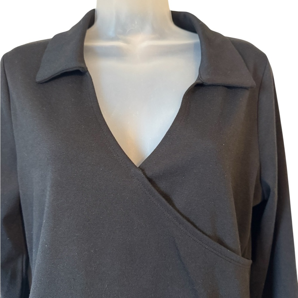 NWT  Belle Du Jour Black Mock Wrap Top   MEDIUM    #3 - Picture 2 of 11